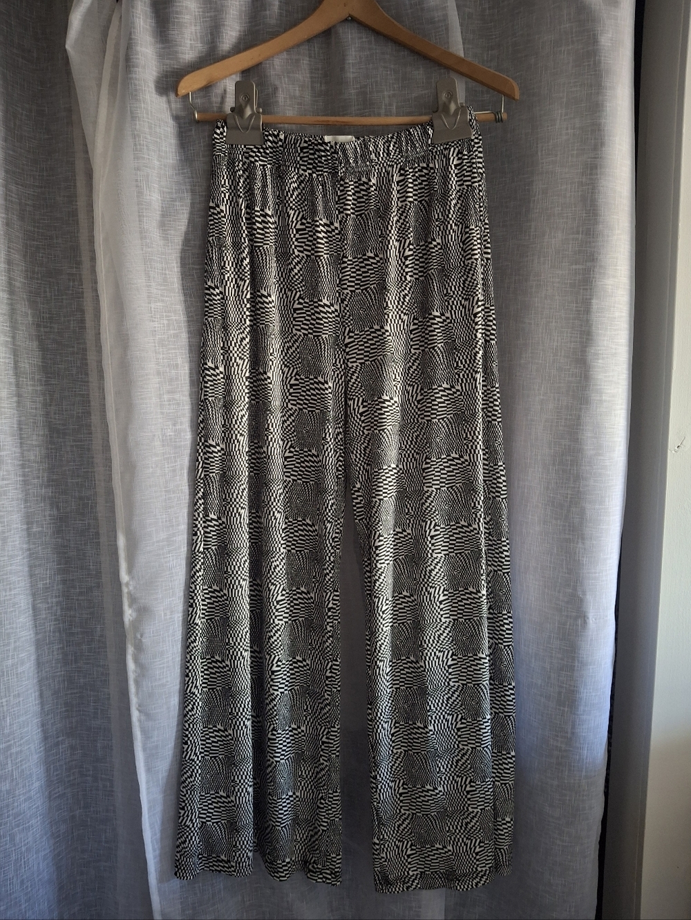 The Native One Black & White Geometric Wide Leg Pants Size M